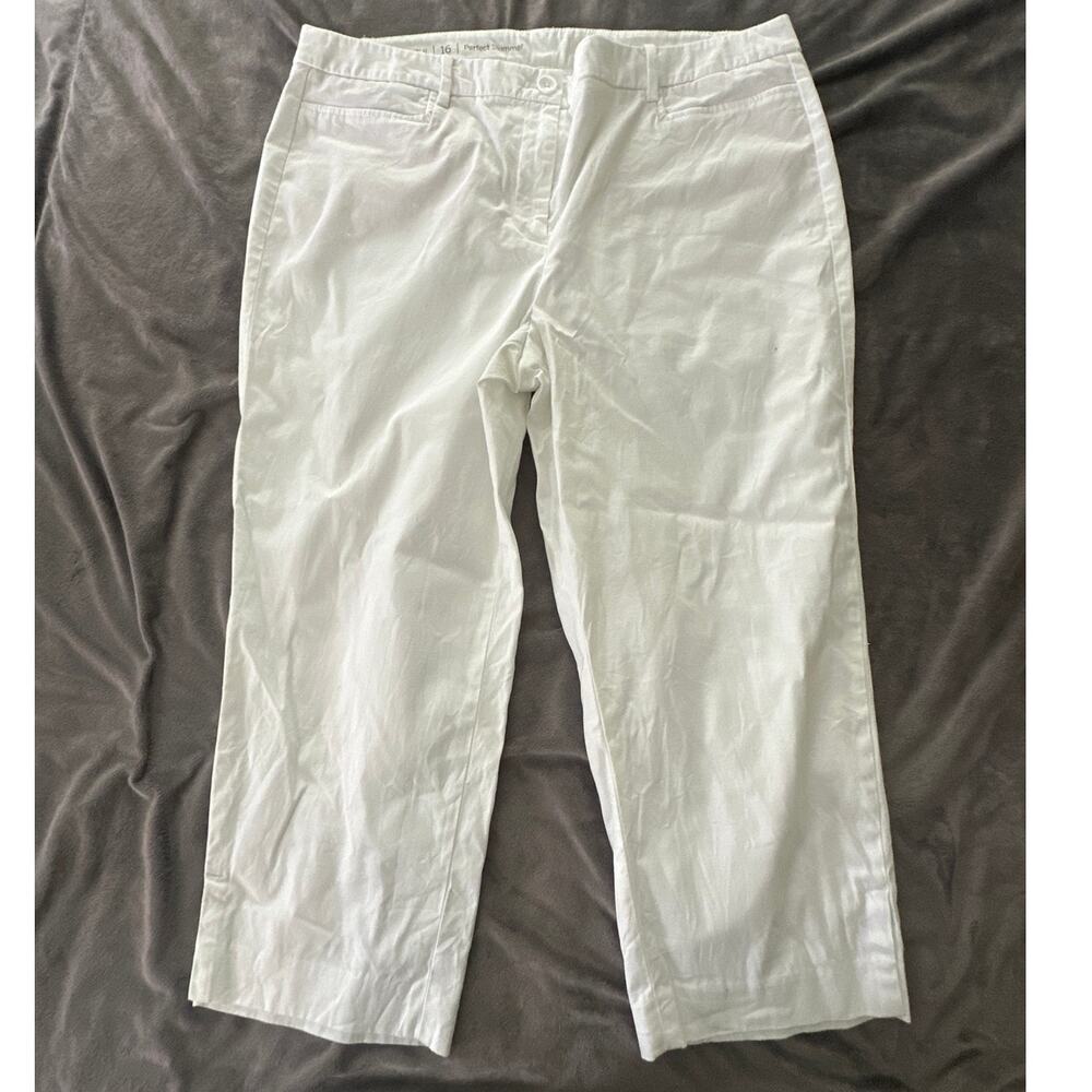 Talbots Pants Womens 16 White Perfect Skimmer Cropped Chino Classic Preppy Chic